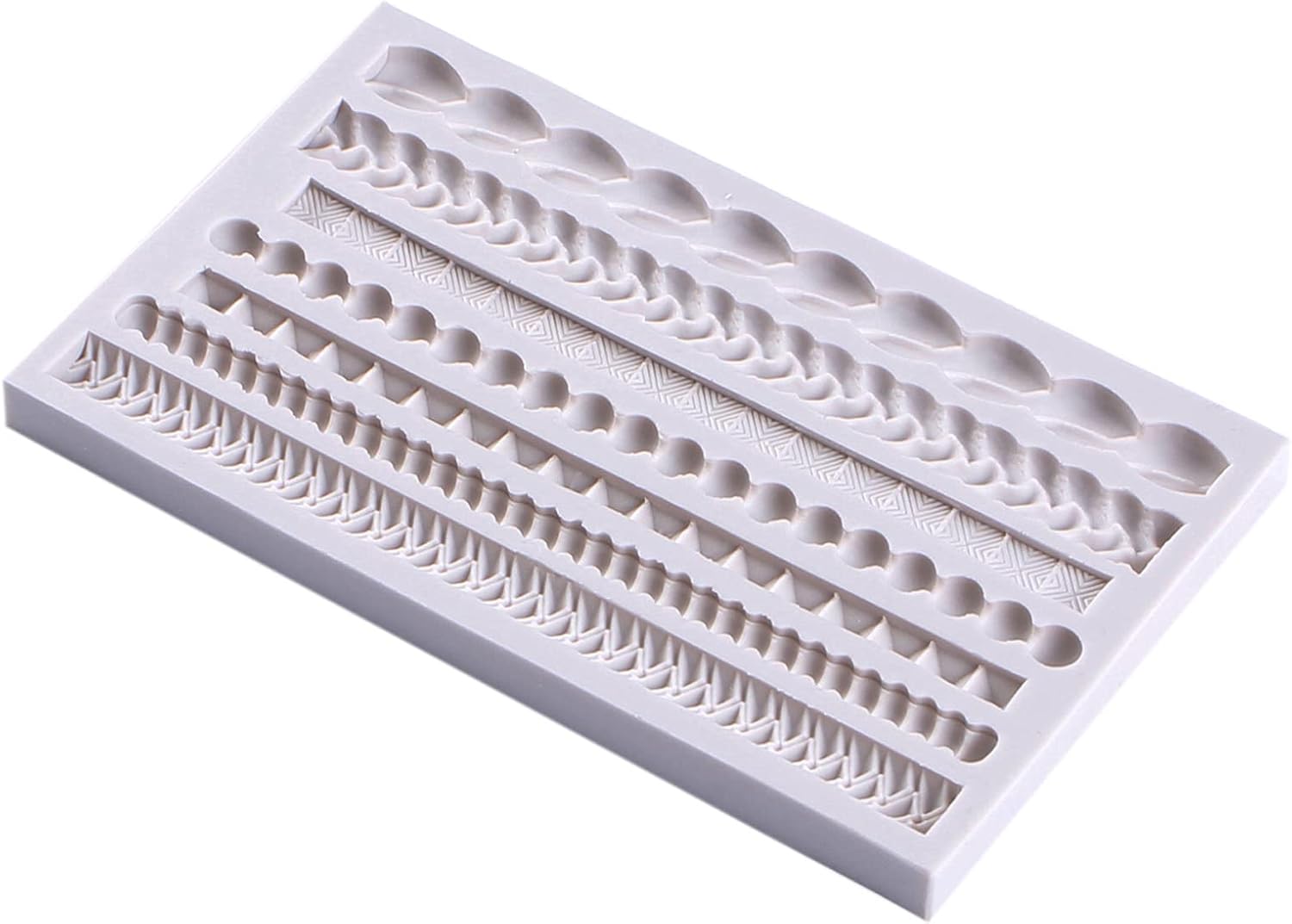 Scroll Lace Fondant Molds, Baroque Chocolate Frame Decor, Clay Frame Relief Mould for Birthday Wedding Cake Decoration Cupcake Topper Pie Crust Candy Resin Clay Furniture Corner Border, Gray