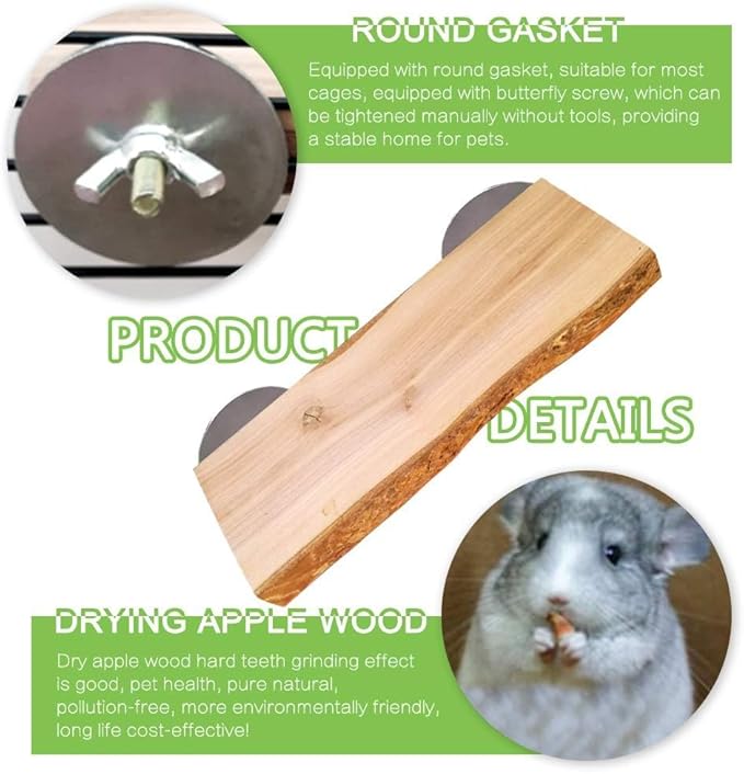 2Pcs Hamster Ledges Wooden Platform Rat Climb Platform Shelf Bird Perch Stand Toys Cage Accessories for Rat Squirrel Gerbil Suger Glider 2.6" X 5.9"-PawvioPets