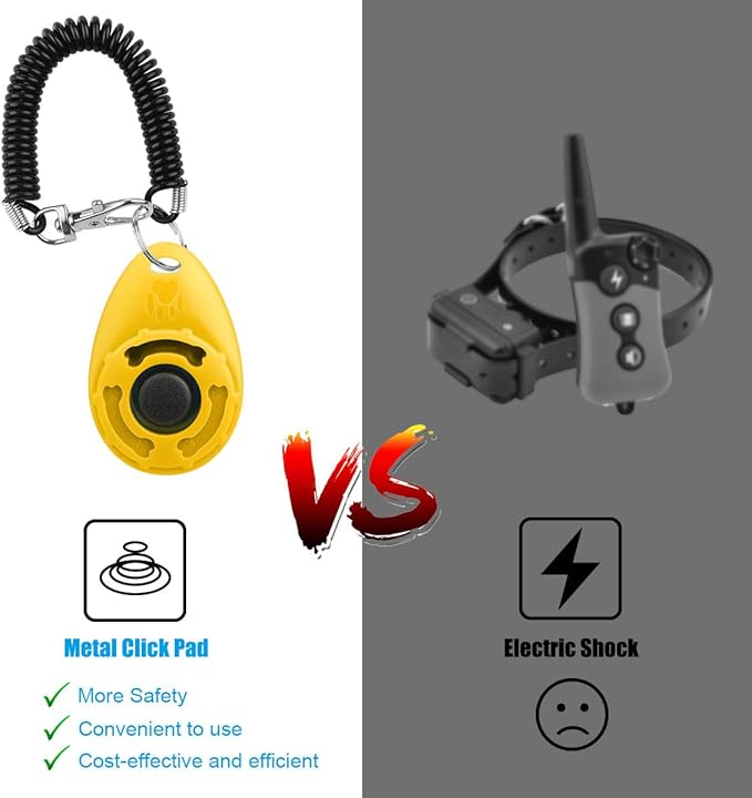 Dog Clicker for Training, 2 Pack Dog Training Clicker, Clicker Dog Training with Wrist Strap, Pet Training Clicker, Perfect for Dog Cat Puppies Behavioral Training (Red and Yellow)-PawvioPets