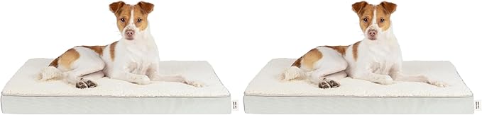 Best Pet Supplies Cute Dog Crate Mat Flat Bed with Waterproof Exterior, Thick Orthopedic Egg Foam Mattress, and Soft Sherpa Fleece Cover for Small, Medium, and Large Breeds - Beige, 30X20X3-PawvioPets