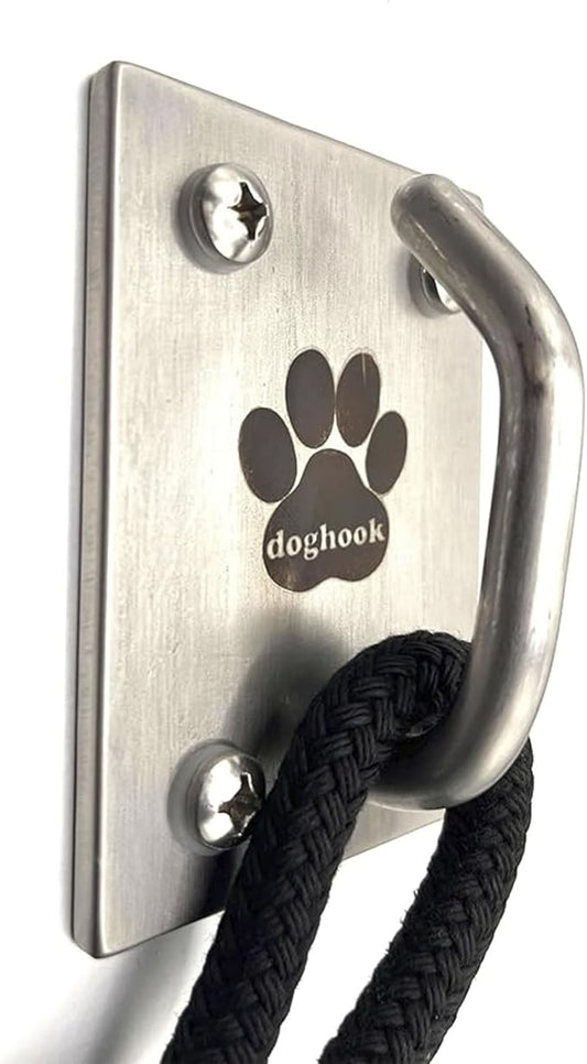 Canine Hitch- Secure Dog Leash Parking Mounted Indoor – Outdoor Wall Hook - Tie Out Stainless Steel Practical Lead Management for Home & Business, Ultimate Strength-PawvioPets