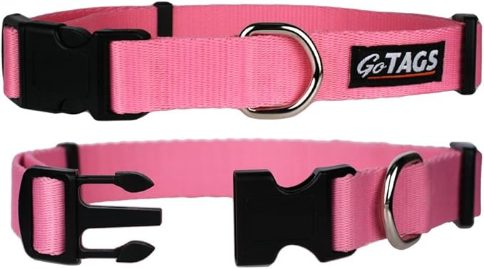 GoTags Dog Collars, Durable Solid Nylon Dog Collars in 5 Color Options and 4 Adjustable Sizes for Puppy and Dogs Extra Small, Small, Medium or Large-PawvioPets