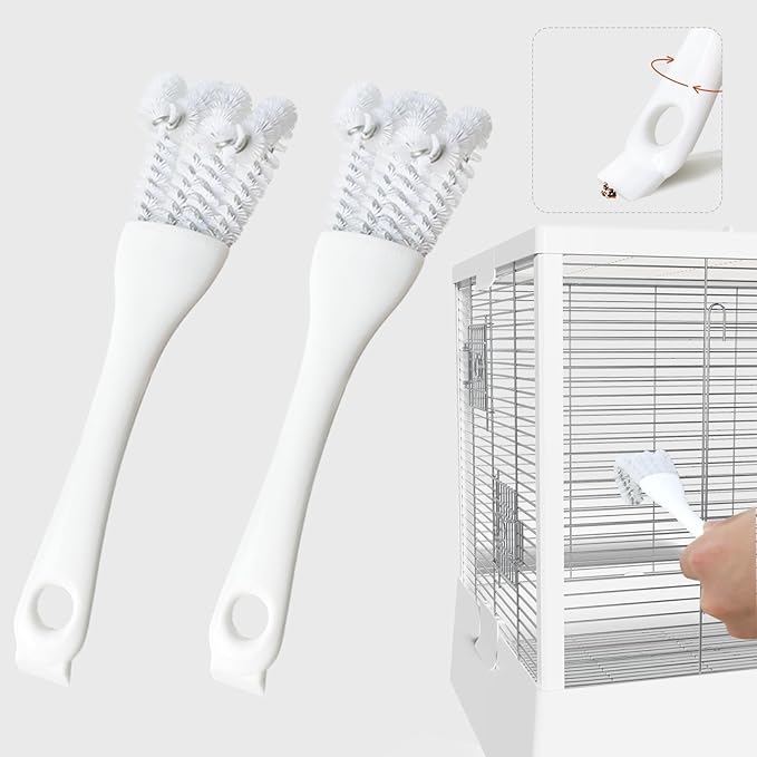 Bird Cage Cleaner with Long Handle & Shovel – Easy Bird Droppings Removal Brush for Parrot & Pet Cages & Bird Perch – Durable Cage Cleaning Tool & Accessory (2)-PawvioPets