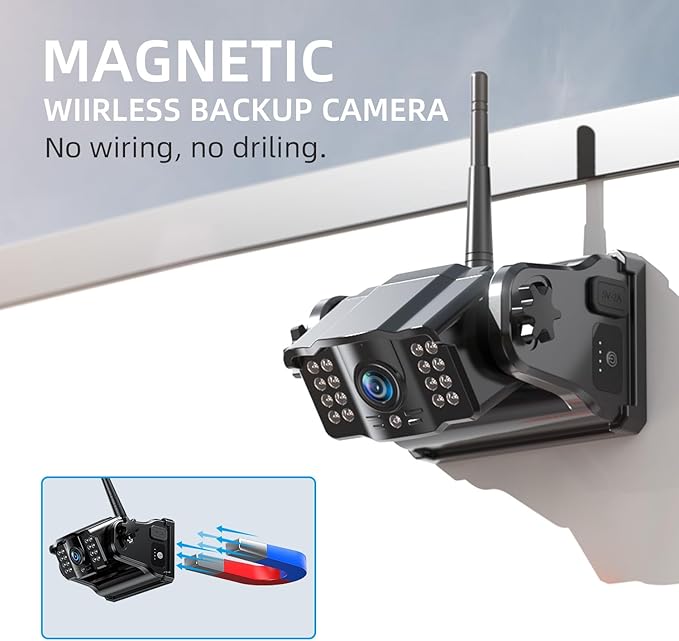 eRapta Wireless Backup Camera Magnetic: 5” Portable, 1-Min Install-Free Trailer Backup Camera with FHD1080P, Infrared Night Vision, 150° Wide-Angle View for Trailer/RV/Truck/Car/Tractor ACT501-PawvioPets