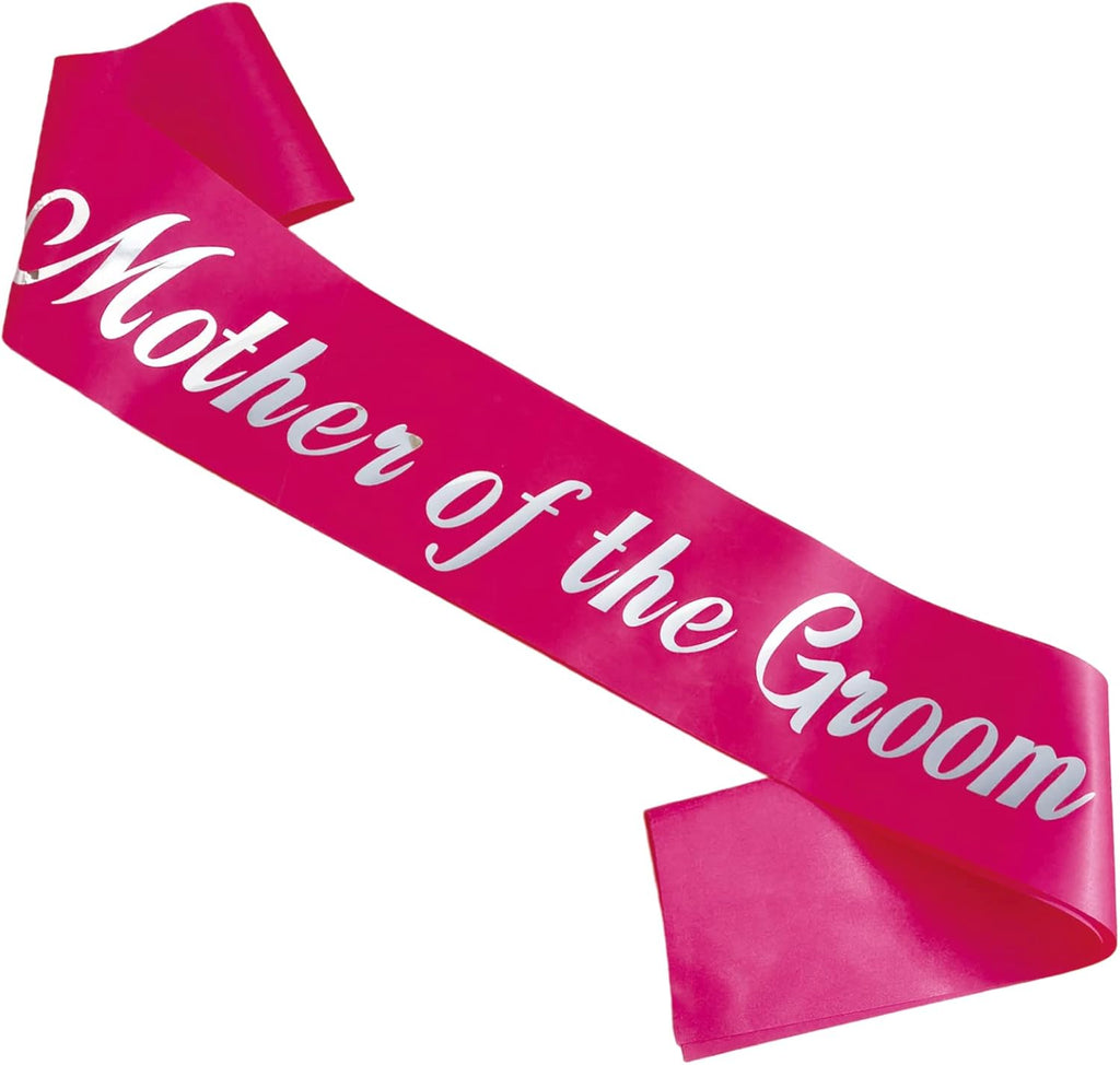 KETAOO Mother of the Groom Sash, Silver Foil Pink Sash for Mother of the Groom for Bridal Shower Favors Engagement or Wedding Party Accessories