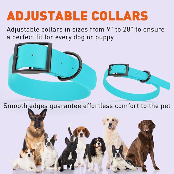 Dogline Biothane Waterproof Dog Collar Strong Coated Nylon Webbing with Black Hardware Odor- Proof for Easy Care Easy to Clean High Performance Fits Small Medium or Large Dogs, Sky Blue-PawvioPets