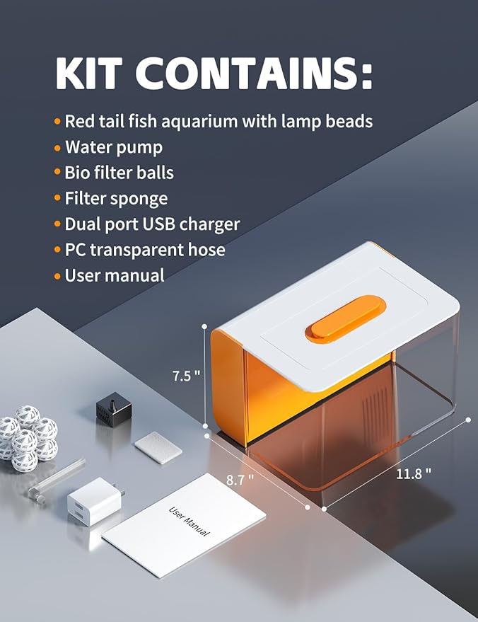 2.5 Gallon Fish Tank Small Aquarium Starter Kit with Hidden Filtration, 3 Color Light, Self Cleaning Nano Tank for Betta, Shrimp, Guppy, Angelfish-PawvioPets