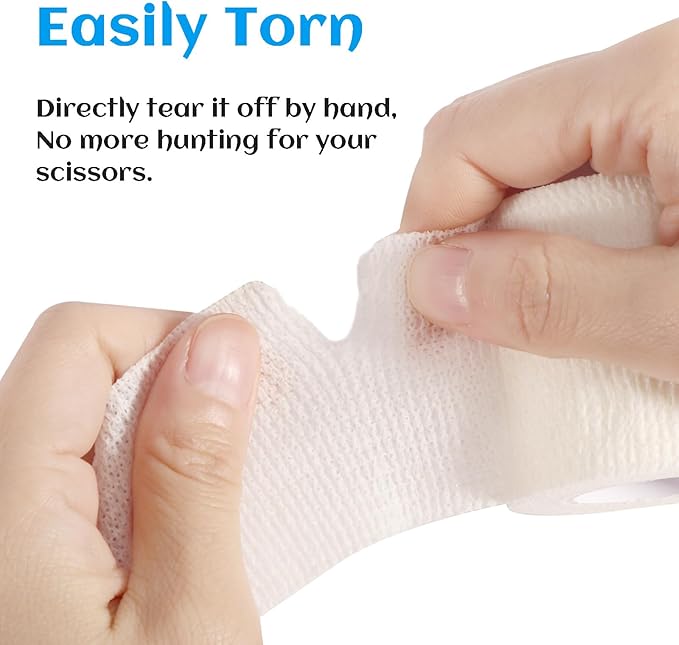36 Rolls Elastic Self Adhesive Bandage Wrap 2 Inch, Breathable Non Woven Cohesive Bandage, Vet Wrap for Dogs, Ankle Sprains Swelling Medical First Aid Tape, Sports Athletic Tape White-PawvioPets