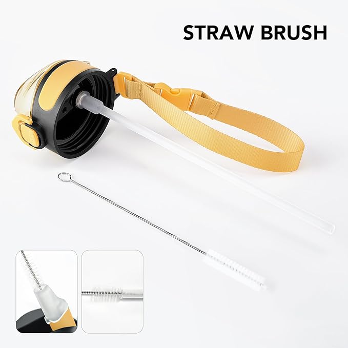 Enerbone 32 oz Insulated Water Bottle, Stainless Steel Bottle with Carrying Strap, Double-Wall Vacuum Insulation Design, Leakproof Sports Bottle with Straw, Keep Drinks Cold or Hot for Hours-PawvioPets