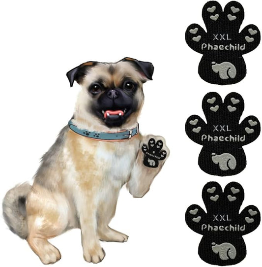 Dog Paw Pads Anti-Slip Grips,Dog Paw Protectors for Senior Dogs on Hot Pavement,Provides Traction to Keep Them from Slipping on Smooth Floors 20 sets-80 Pads Black XXL-PawvioPets