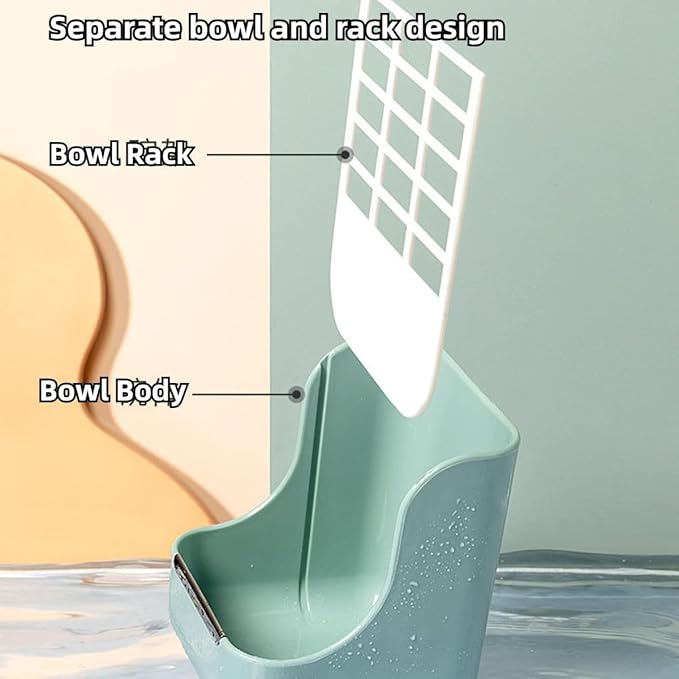 2 in 1 Food Hay Feeder for Guinea Pig, Rabbit Feeder, Indoor Hay Feeder for Guinea Pig, Rabbit, Chinchilla, Feed Bowls Use for Grass & Food (Blue)-PawvioPets