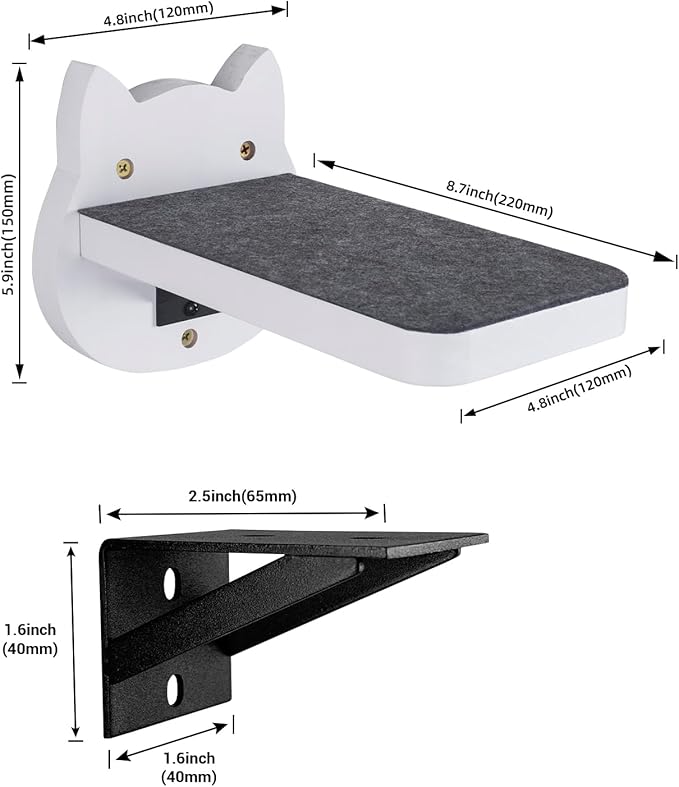 ESPETS White Painted Wooden Cat Wall Floating Steps Set of 3 - Wall Mounted Cat Floating Furniture Shelves and Perches, Sturdy Climber Stairs Ladders - Holds up 30lbs-PawvioPets