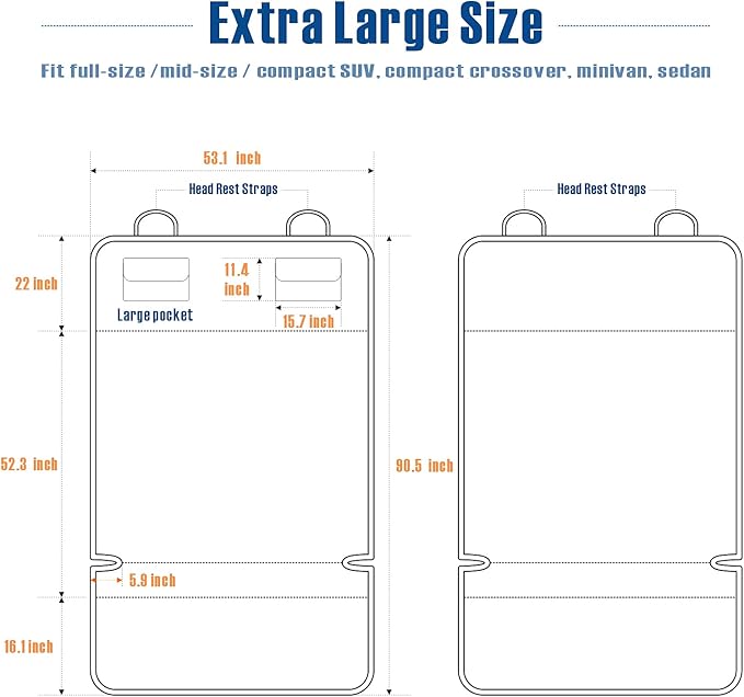 F-color SUV Cargo Liner for Dogs, Waterproof Pet Cargo Cover Dog Seat Cover Mat for SUVs Sedans Vans with 2 Large Pockets, Non-Slip, Large Size Universal Fit, Black-PawvioPets