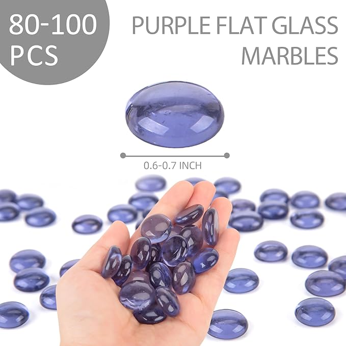 FUTUREPLUSX 1LB Purple Flat Glass Marbles, Purple Vase Filler, Glass Pebbles, Aquarium Rocks Fish Tank Beads for DIY Crafts Table Scatter Decor-PawvioPets