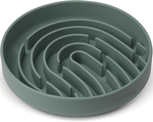 Coomazy Large Silicone Slow Feeder Dog Bowls, Interactive Puzzle Toy for Pets Food Training, Keeps Dogs Busy, Prevents Puppy Overeating (Dark Green, Large: 3.2Cup)-PawvioPets