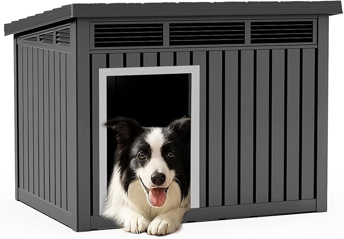 DRATO Dog House for Both Indoor and Outdoor with Weatherproof Roof Removable Floors for Medium to Large Dogs Interior Space (Black, Medium(32.2 * 25.12 * 24.13''))-PawvioPets