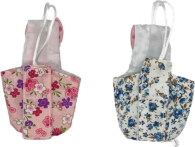 2 PCS Bird Diapers Pink&Blue Pattern Washable Reusable Parrots Nappy for Budgie Parakeet Cockatiel-PawvioPets