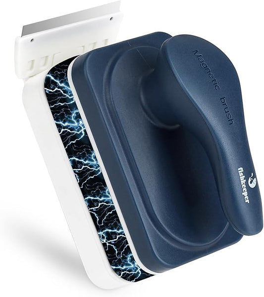 fishkeeper Aquarium Strong Magnetic Glass Cleaner Brush, Fish Tank Algae Magnet Cleaning Tool with 2 Detachable Scrapers, Mag Float Scrubber for 0.25-0.625Inch Glass and Acrylic Tanks-PawvioPets