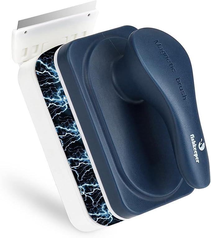 Aquarium Strong Magnetic Glass Cleaner Brush, Fish Tank Algae Magnet Cleaning Tool with 2 Detachable Scrapers, Mag Float Scrubber for 0.25-0.375Inch Glass and Acrylic Tanks-PawvioPets