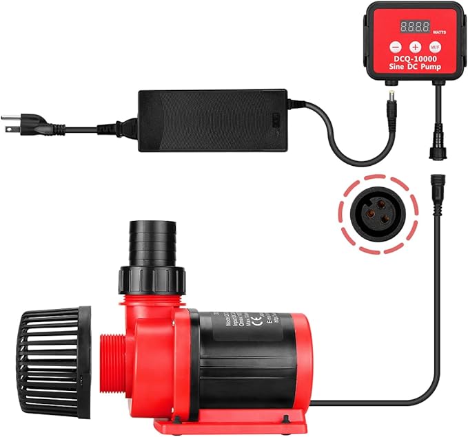 2640GPH 80W Aquarium DC Retrun Pump With LCD display Controller,DC24V 18FT Lift Controllable water pump for fresh and marine water fish tank,100 speeds ECO Quiet inline and submersible pump-PawvioPets