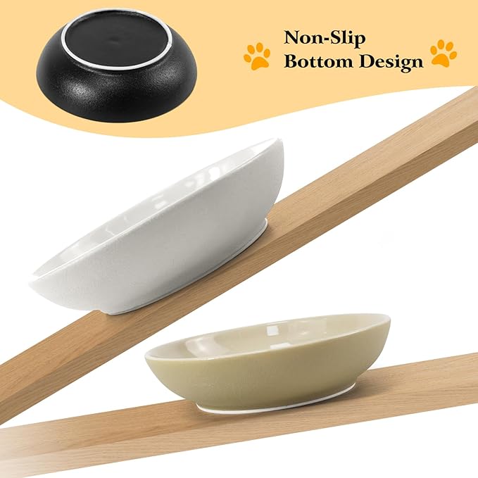 3PCS Cat Food Bowl,Ceramic Cat Dish for Indoor Cats,Wide Shallow Cat Bowls for Dry and Wet Food,Anti Whisker Fatigue Cat Plates for Kitten Cats or Dogs-PawvioPets