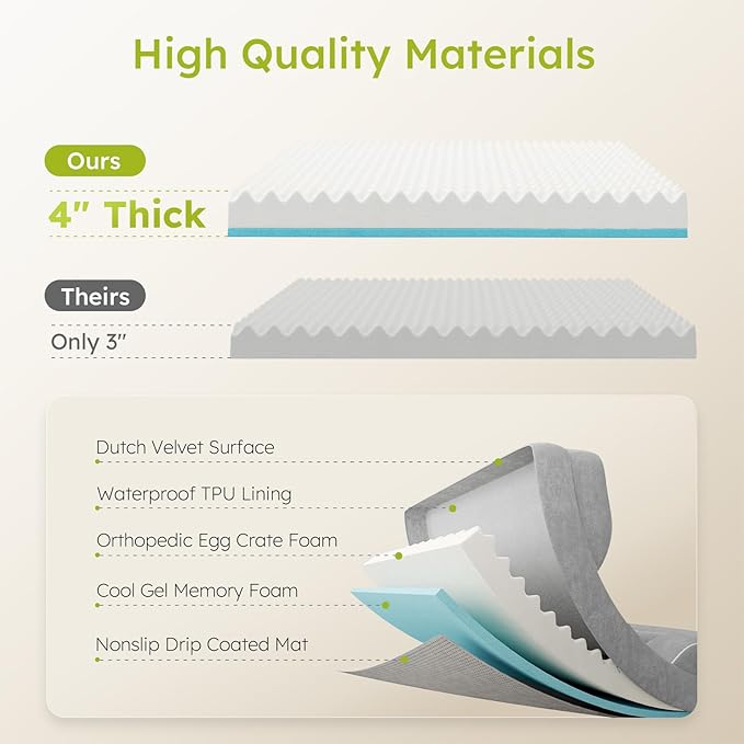 Extra Large Dog Bed, Orthopedic Dog Bed with Cooling Gel Memory Foam, Waterproof XL Pet Bed with Removable Washable Cover, 42" Pet Sofa Couch Dutch Velvet with Bone Toy, Light Gray-PawvioPets