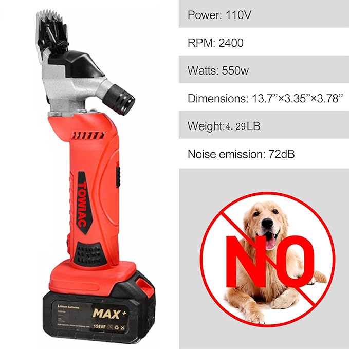 Cordless Electric Shears,Professional Sheep Shearing Clippers with 2 PCS Rechargeable Lithium Battery, 6 Speeds Heavy-Duty Farm Livestock Haircut Trimmer-PawvioPets