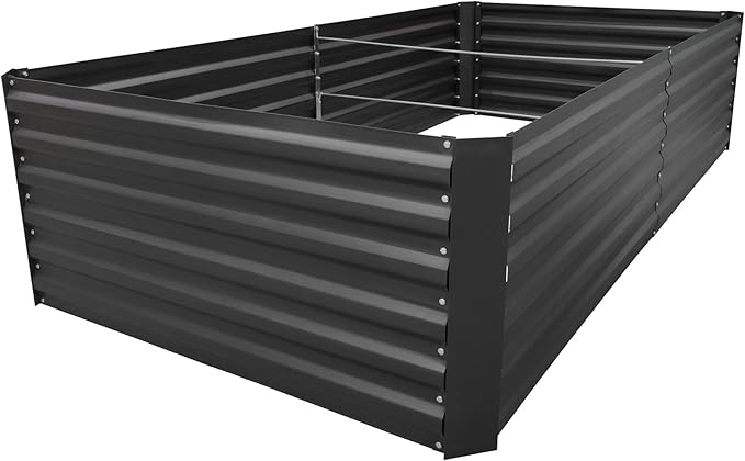 8x4x2FT Metal Raised Garden Bed Kit, Galvanized Outdoor Garden Bed Planter Box for Vegetables, Flowers, Herbs, Succulents and More, Black-PawvioPets