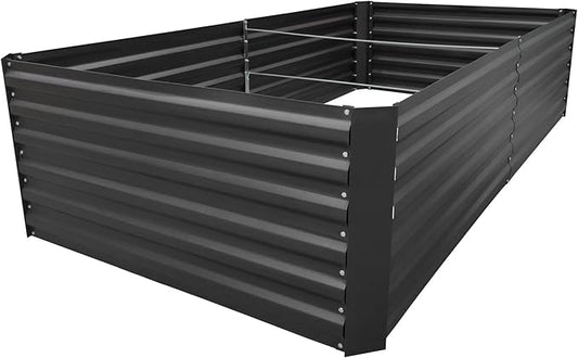 8x4x2FT Metal Raised Garden Bed Kit, Galvanized Outdoor Garden Bed Planter Box for Vegetables, Flowers, Herbs, Succulents and More, Black-PawvioPets
