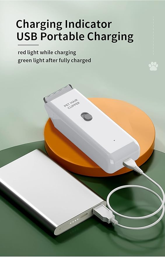 Dog Cat Home Hair Waterproof Clipper Portable Electric USB Rechargeable Pet Grooming Tools Low Noise Shaver Cordless Trimmer for Small and Large Pets-PawvioPets