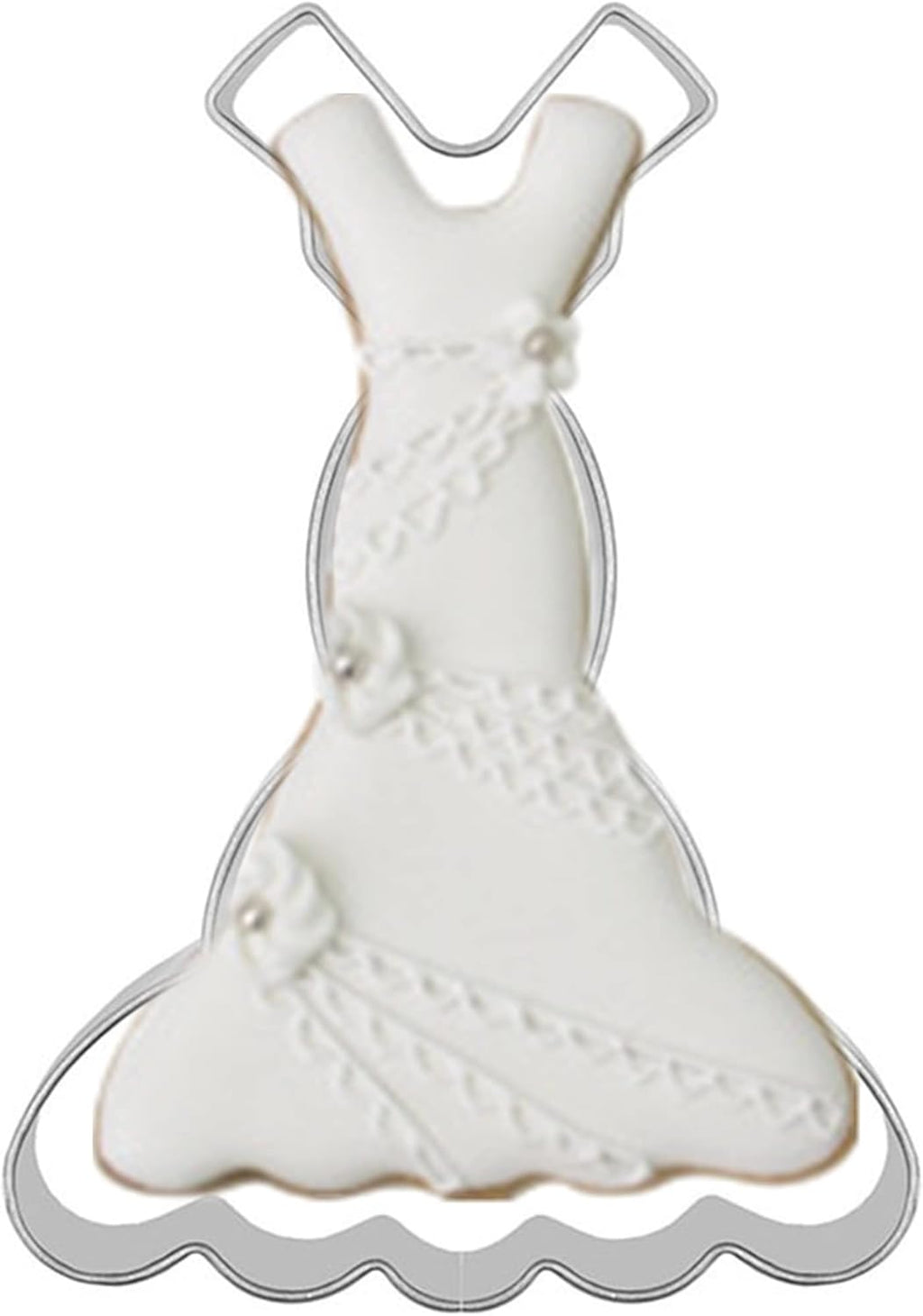 Large Size Dress Shaped Cookie Cutter, Stainless Steel Sleeveless Mermaid Fishtail Princess Wedding Dress Cookie Cutter, 4.7 Inches