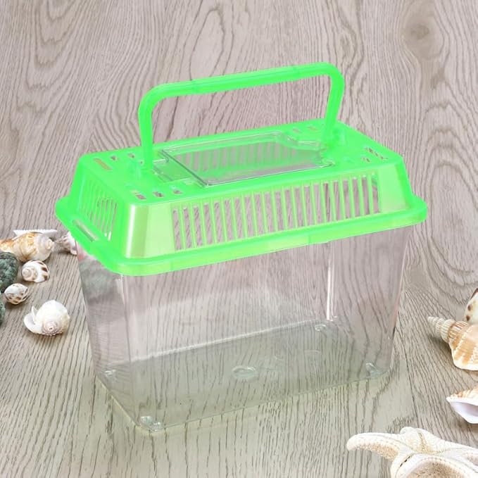 FRCOLOR Portable Plastic Turtle Tank - Transparent Aquarium Carrier Box for Small Pets Ideal for Hamsters Lizards and Fish Easy to Feed and Clean-PawvioPets