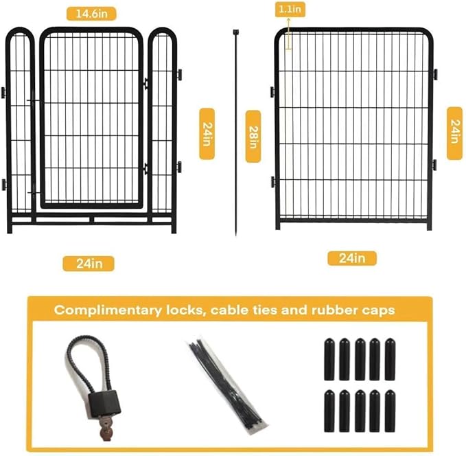 Dog Playpen 24 inch(H) 8 Panels Dog Fence Outdoor for Yard. Wide Door Low Threshold，Metal Dog Pen Heavy Duty Pet Puppy Exercise Pen for Rv Camping Garden Yard, Total 15.7 Ft(L)-PawvioPets