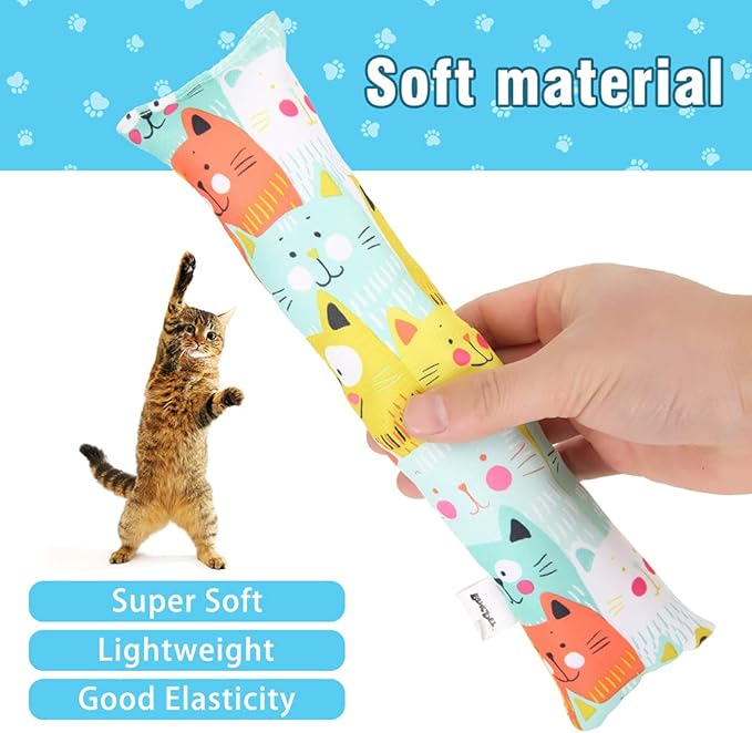 BINGPET 3 Pcs Catnip Toy Cat Kicker Toys, Durable and Bite Resistant Cat Chew Toy, Filled with Natural Catnip, Indoor Kitty Kick Pillow Toy with Cute Printing-PawvioPets
