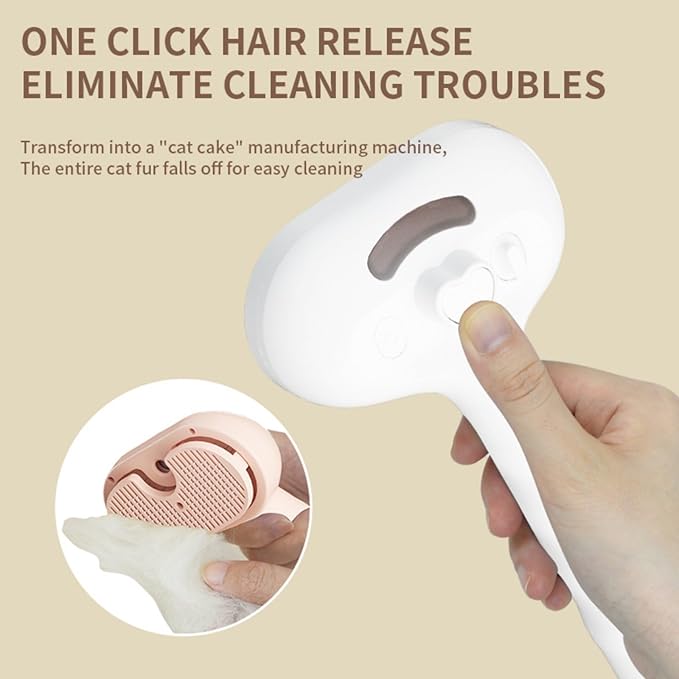 3-in-1 Steam Brush for Cats - Self Cleaning Cat Brush with Anti-Static & Shedding Control, Rechargeable Pet Grooming Tool for Long/Short Hair Cats & Dogs(White)-PawvioPets