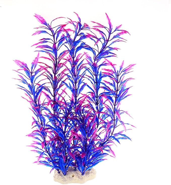 DSkoiph 2 pcs Aquarium Decor Plastic Plants Extra Large 21 Inches Artificial Fish Tank Plants Tall Fish Tank Decorations Artificial Green Water Plants (Purple)-PawvioPets