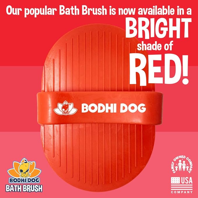 Bodhi Dog Shampoo Brush - Pet Grooming & Bath Supplies for Dogs and Cats - Bath Brush for Long & Short Hair - Premium Scrubber for Shower, Bathing & Massage (One Pack, Red)-PawvioPets