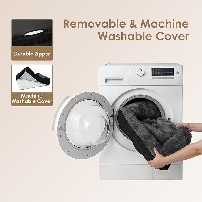 EHEYCIGA Memory Foam Dog Bed for Medium Size, Orthopedic Dog Sofa with Sides and Waterproof Liner, Washable Bolster Pet Couch with Removable Cover, 35x22x6.5 Inch, Grey/Black-PawvioPets