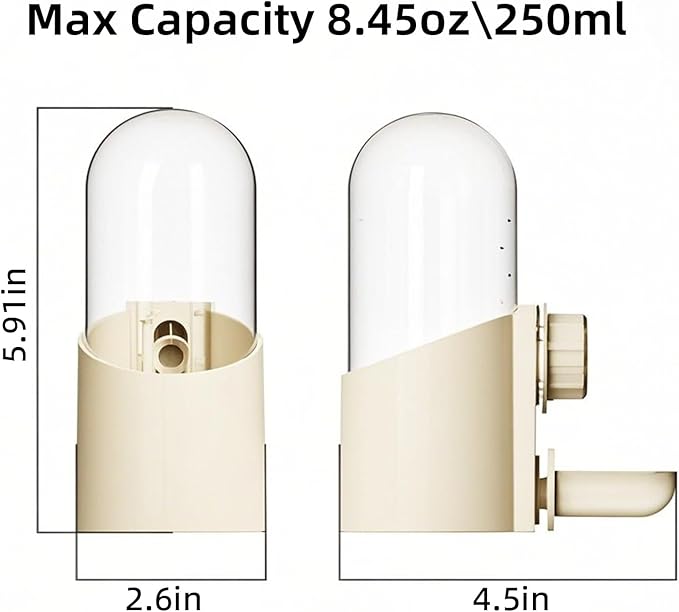 Automatic Hanging Bird Water Bottle - No Drip Cage Mounted Waters Feeder for Parakeets, Cockatiels, Budgies, Lovebirds, Finches, Canaries, Parrots (Bird Cage Accessories Travel Essential)-PawvioPets