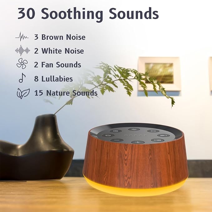 Brown Noise Sound Machine with 30 Soothing Sounds 12 Colors Night Light White Noise Machine for Adults Baby Kids Sleep Machines with 36 Volume Levels Memory Function 5 Timers for Home Office Travel-PawvioPets