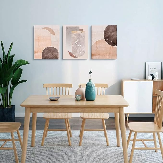 AHUASJART Boho Wall Decor Living Room Canvas Wall Art For Office Large Size Wall Decorations For Bedroom Modern Abstract Geometry Paintings Canvas Pictures Artwork Inspirational Home Decor 3 Piece-PawvioPets