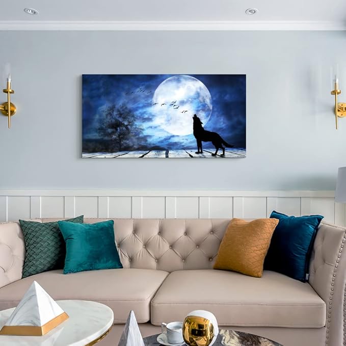 Canvas Wall Art For Bedroom Wall Decoration For Living Room Large Size Luminous Scenery Wolf Wall Decor Pictures Artwork Painting Modern Office Canvas Art Prints Room Decor Ready To For Home Decor-PawvioPets