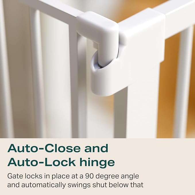 Cumbor 29.7-57" Extra Wide Baby Gate for Stairs, Mom's Choice Awards Winner-Dog Gate for Doorways, Pressure Mounted Walk Through Safety Child Gate for Kids Toddler, Tall Pet Puppy Fence Gate, White-PawvioPets