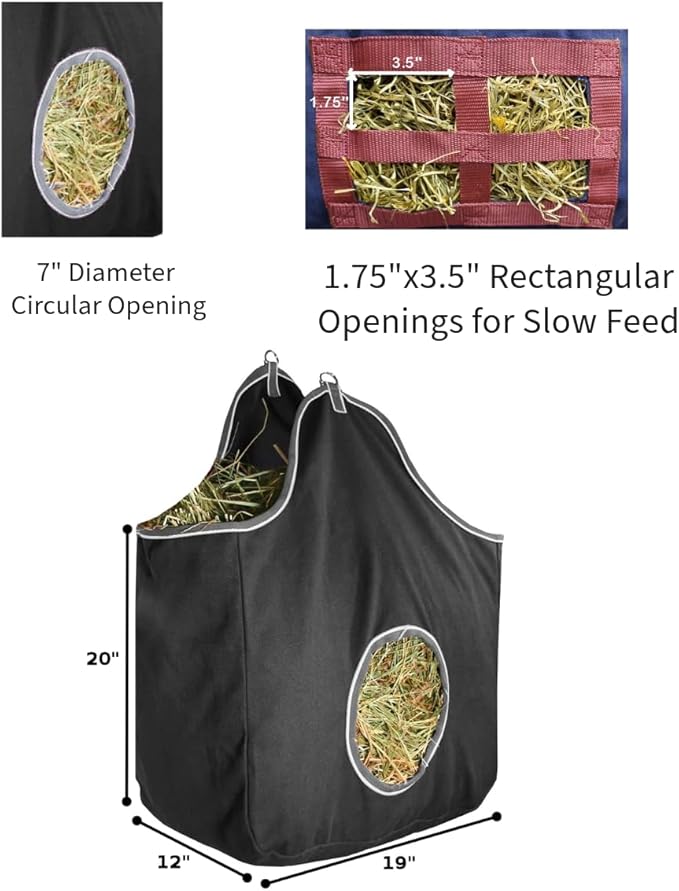 Derby Originals Large 24 OZ Canvas Horse Hay Bag 2 Sided Combo Design X Wide Gusset and 6 Month Warranty-PawvioPets