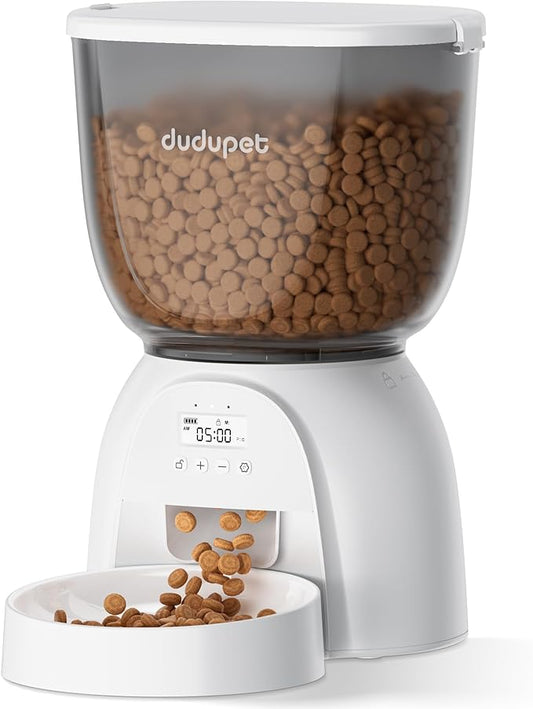 5L/21 Cup Automatic Cat Feeder, Timed Cat Dry Food Dispenser, Automatic Pet Feeders Dual Power Supply, 6 Meal Programmable 1-20 Portion Cats Feeder, Auto Dog Feeders,Pet Food Dispenser for Cats, Puppy-PawvioPets