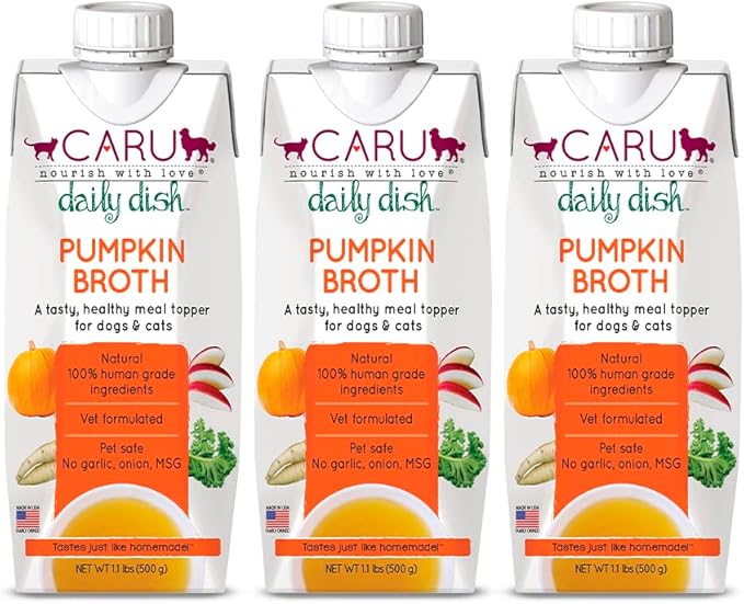 Caru - Daily Dish Pumpkin Broth Meal Topper for Dogs & Cats - Savory Pour-Over Broth - Pack of 3-PawvioPets