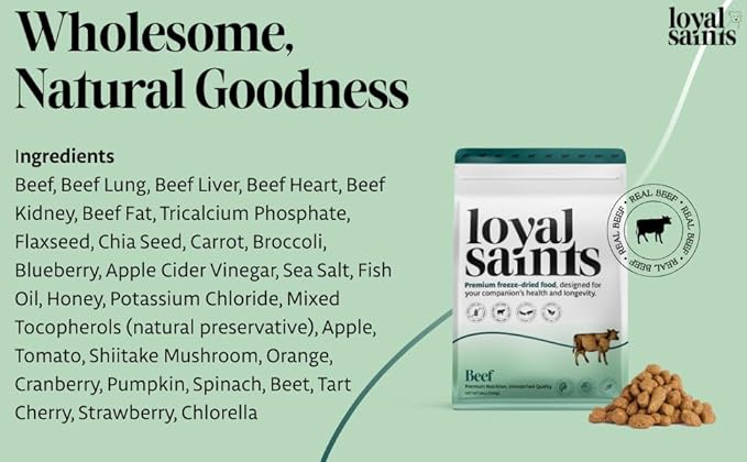 Freeze Dried Raw Dog Food - Premium Beef Flavor with High Protein and Grain Free Dog Food for Small or Large Breeds and Picky Eaters - Versatile as Meal Topper, Snack, and Treats, 14 Oz-PawvioPets