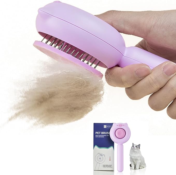 Cat Brush Dog brushes with Release Button for Shedding Grooming, fit for Long or Medium Haired Cats, Lightweight Skin Friendly Pet Brush Hair Removal Comb Brushes for Kitten-PawvioPets