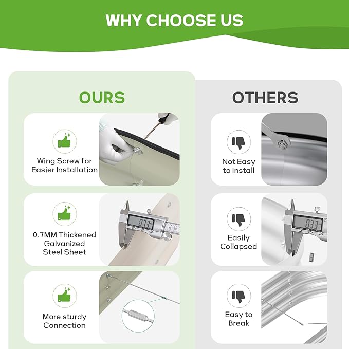 Galvanized Raised Garden Bed - 8×2×1ft Planter Raised Beds for Gardening | Oval Metal Garden Planter Box with Safety Edging and Bracing Rods for Vegetables Fruits and Flowers (White)-PawvioPets