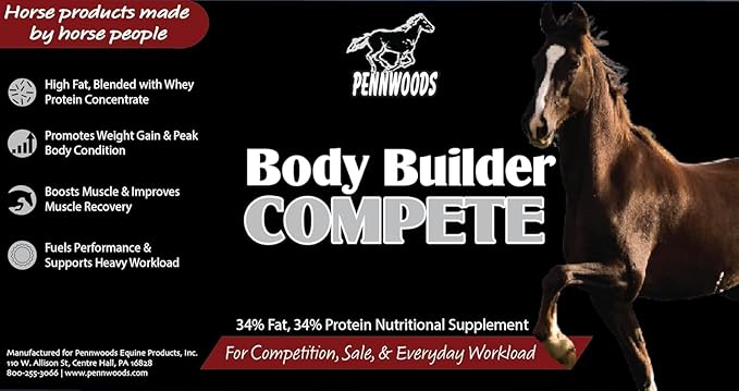 Body Builder Compete: Advanced Horse Weight Gain Supplement, Designed for Competition and Sale, 22lb Bag-PawvioPets